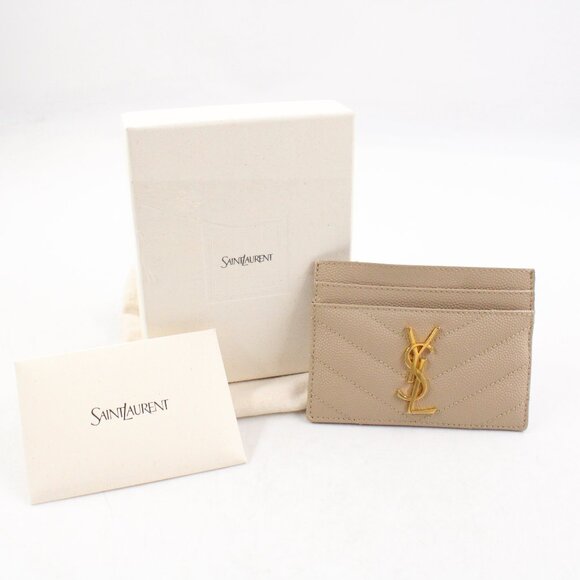 NWT Saint Laurent Cassandre Matelasse Dark Beige Grain de Poudre Leather Wallet - Picture 1 of 10